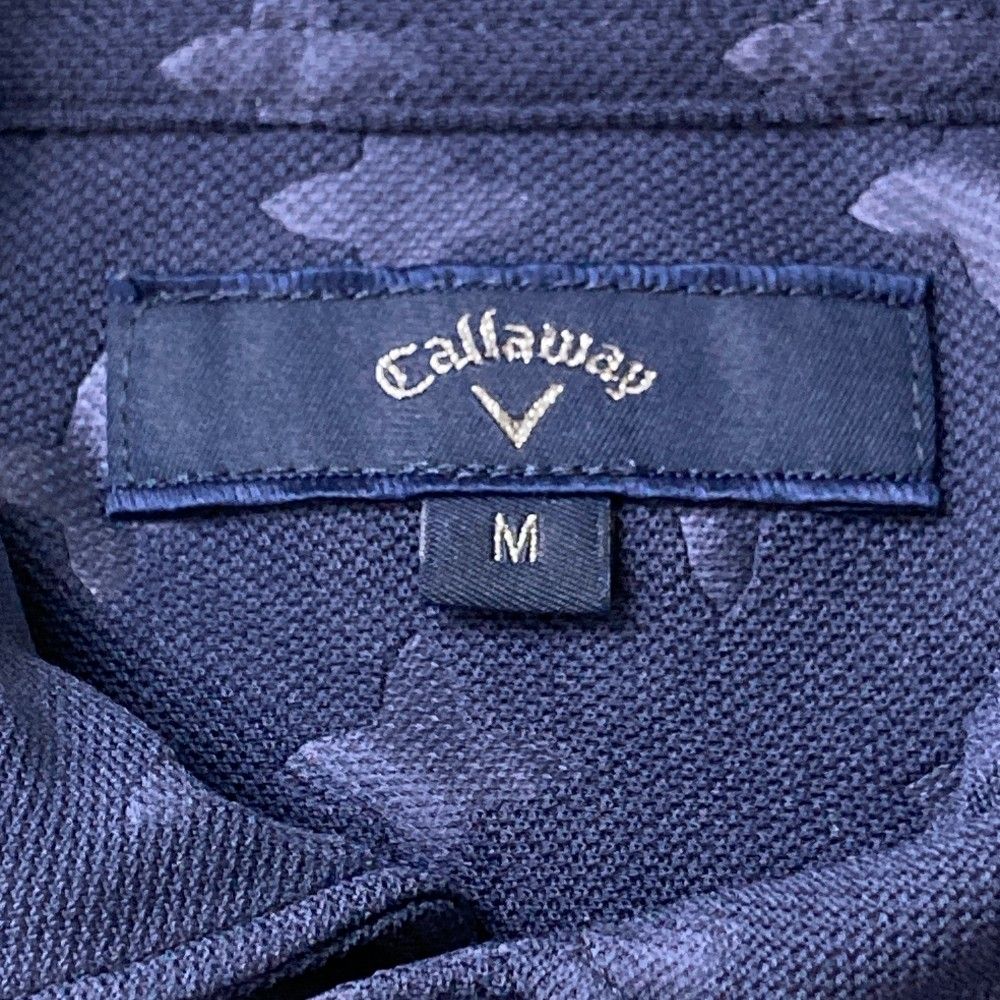 サイズ：M CALLAWAY キャロウェイ 241-9151410 半袖ポロシャツ 総柄 ネイビー系 [240101437437] ゴルフウェア メンズ ストスト Callaway キャロウェイ 半袖ポロシャツ ネイビー×白 総柄 ボタン