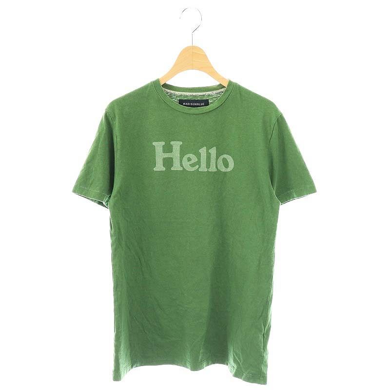 マディソンブルー MADISONBLUE 23SS HPS別注 HELLO CREW NECK TEE Tシャツ カットソー 半袖 1 グリーン オフホワイト |DO OS