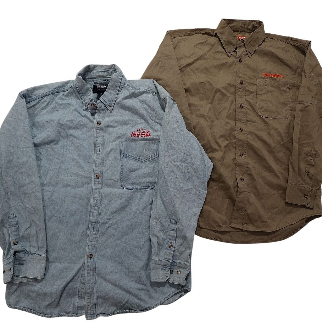 最安値，限定セール 古着卸 まとめ売り 企業ロゴ 長袖シャツ 6枚セット (メンズ S /M /L /XL ) コカ・コーラ ワタバーガー ディズニー 中古 古着 NB4308