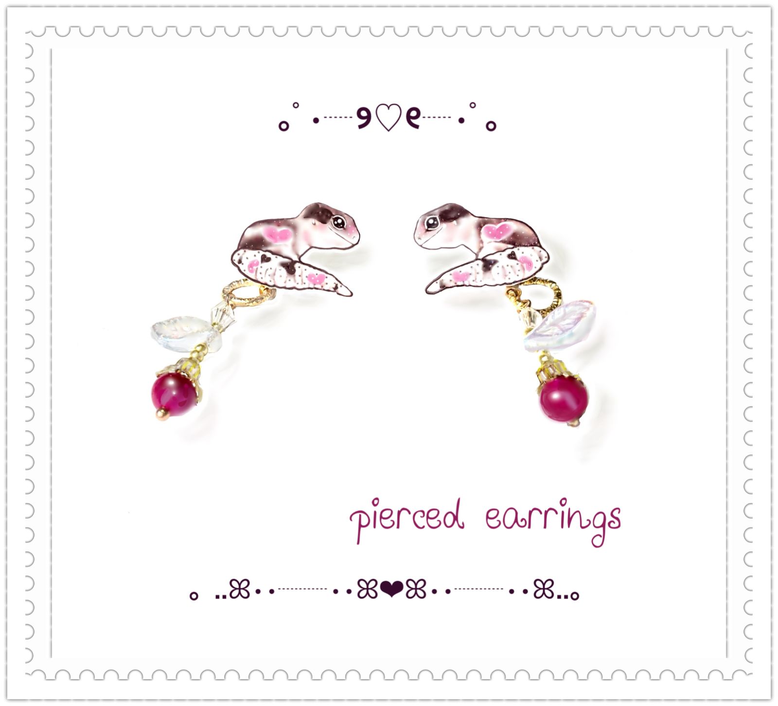 完売・販売終了【ニシアフリカトカゲモドキ】スタッドtypeピアス♡pink 