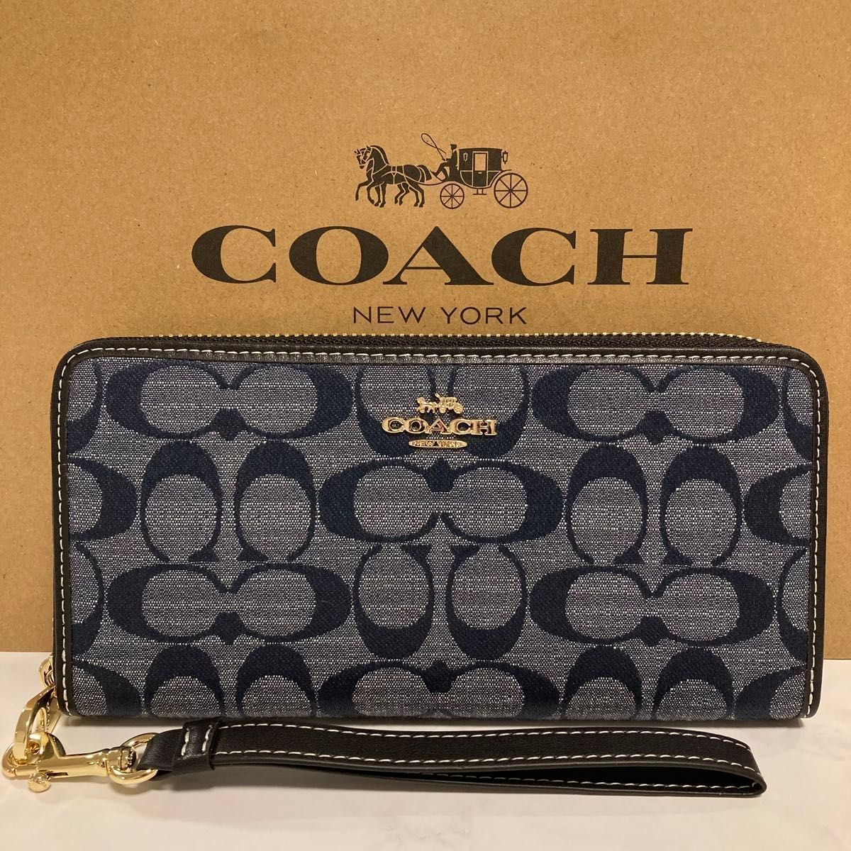 新品未使用 COACH 長財布 コーチレディース メンズ シグネチャー デニム ネイビー 型番 CH369 - メルカリ