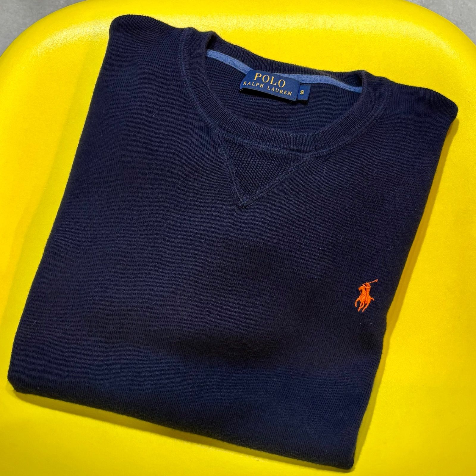 2000s POLO RALPH LAUREN スウェット型コットンニットセーター ネイビー