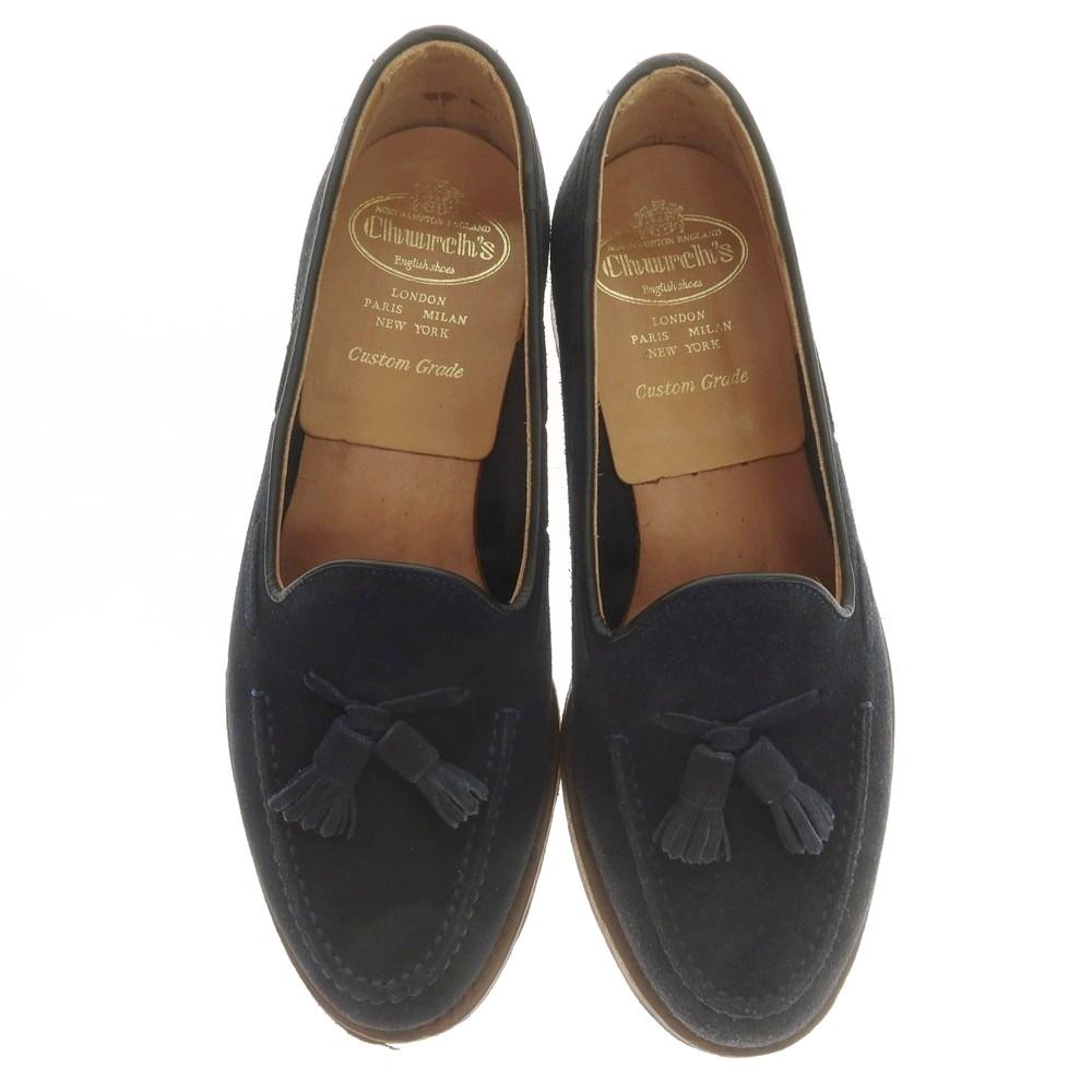 チャーチ CHURCH S FOSBURY スエード アンラインド タッセルローファー ネイビー サイズ65 F メンズ