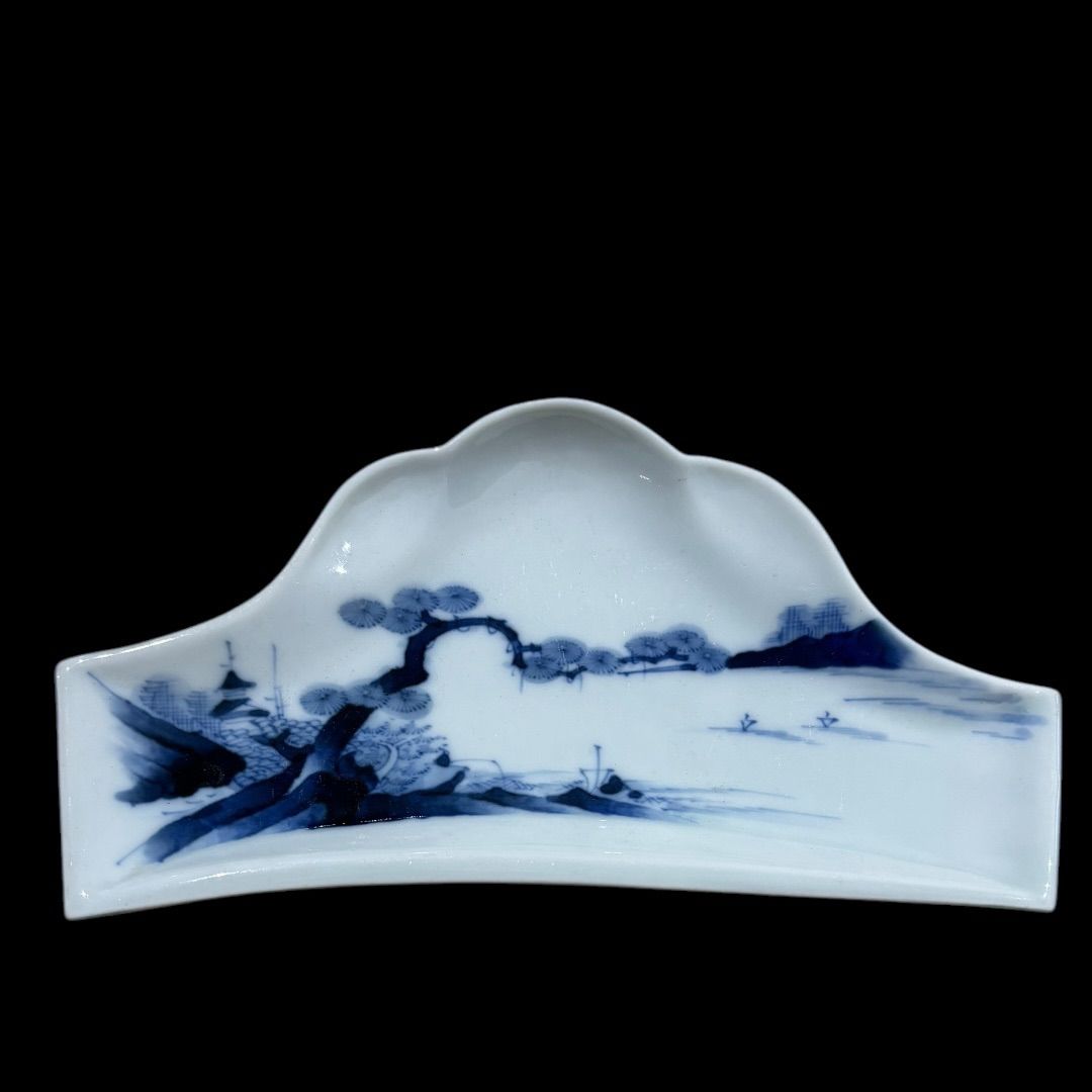 初期伊万里　古伊万里　染付　山型皿　アンティーク古伊万里　蔵出し　2客 初期伊万里 古伊万里 染付 山型皿 アンティーク古伊万里 蔵出し 2客
