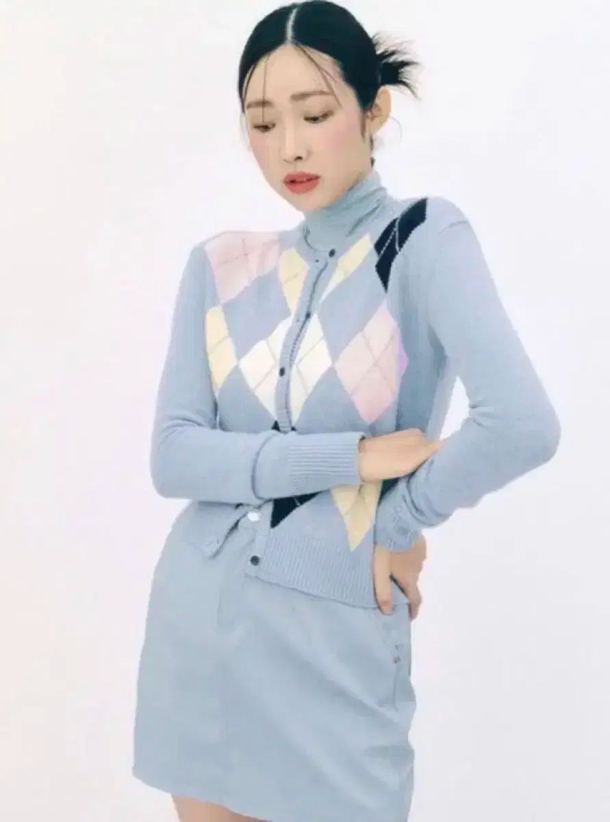 グローブストア アーガイル ニット カーディガン ブルー