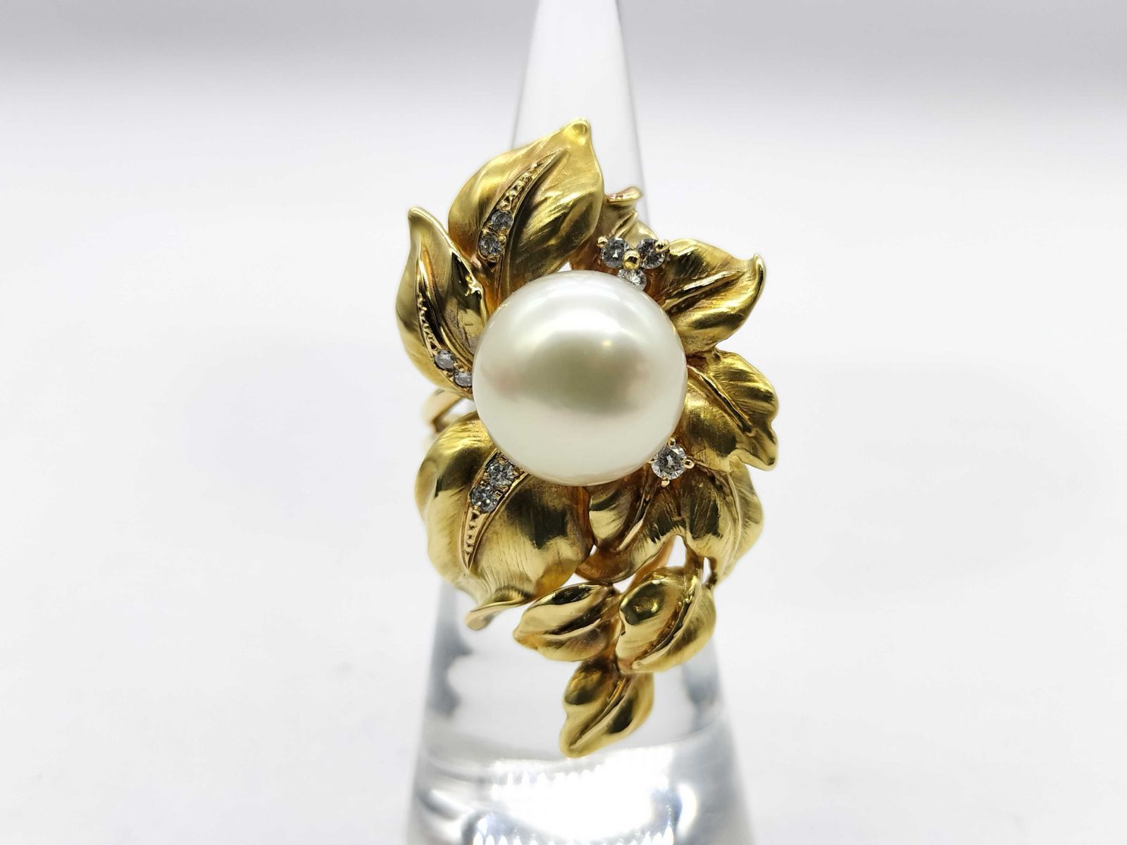 南洋パール 直径約 12.4mm ダイヤ K18 21.2g リング(貴金属) 宝石 