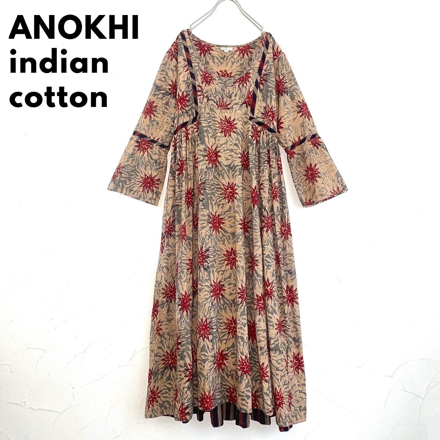 ANOKHI アノーキ ♡ ブロックプリント インド綿 エスニック ワンピース