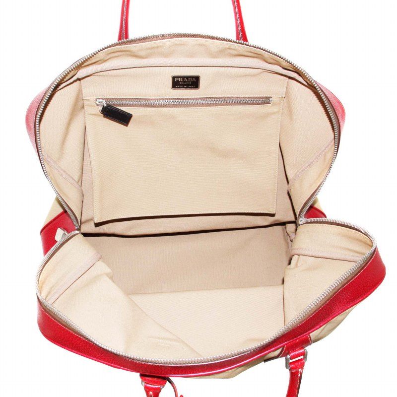 プラダ PRADA トラベルバッグインレッドレザー TRAVEL BAG IN RED