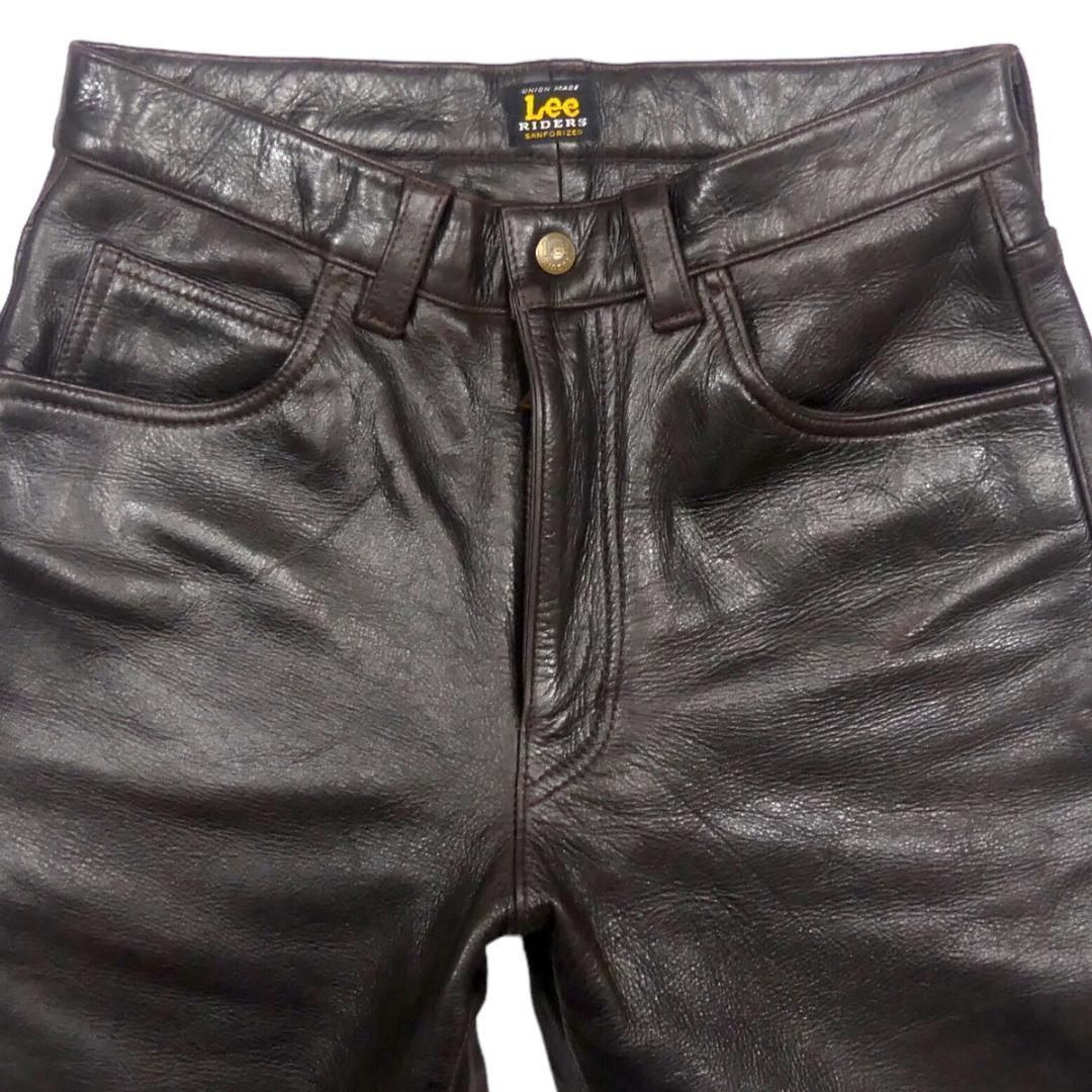 Lee リー レザーパンツ バイク 本革 デニム 茶 W30 本皮 HH8593