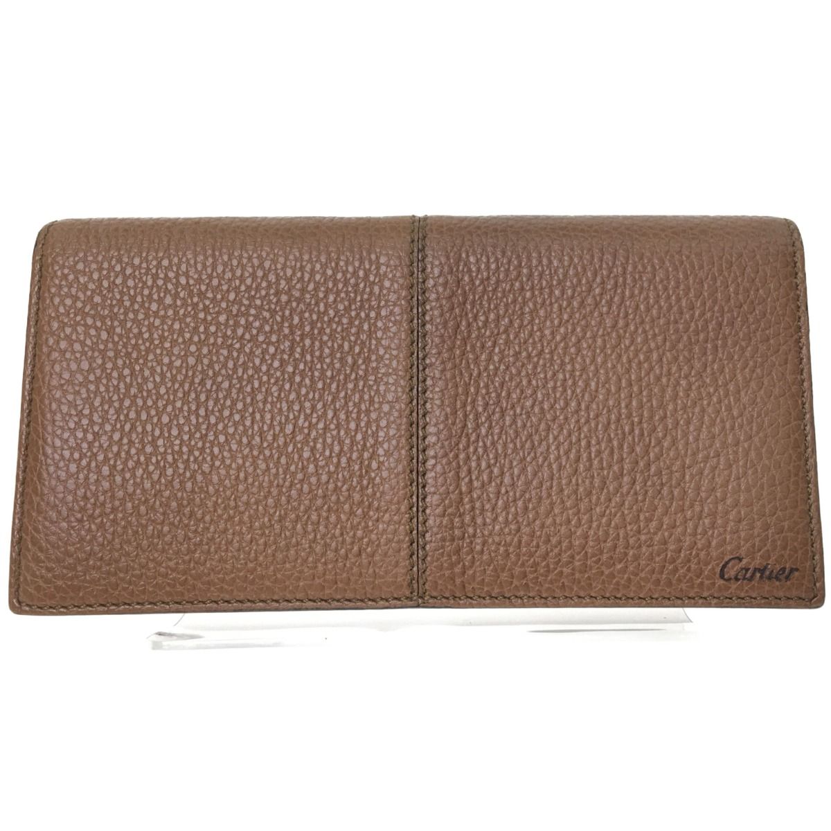 ▽▽Cartier カルティエ 長財布 シボ革 シュリンクレザー サドル  