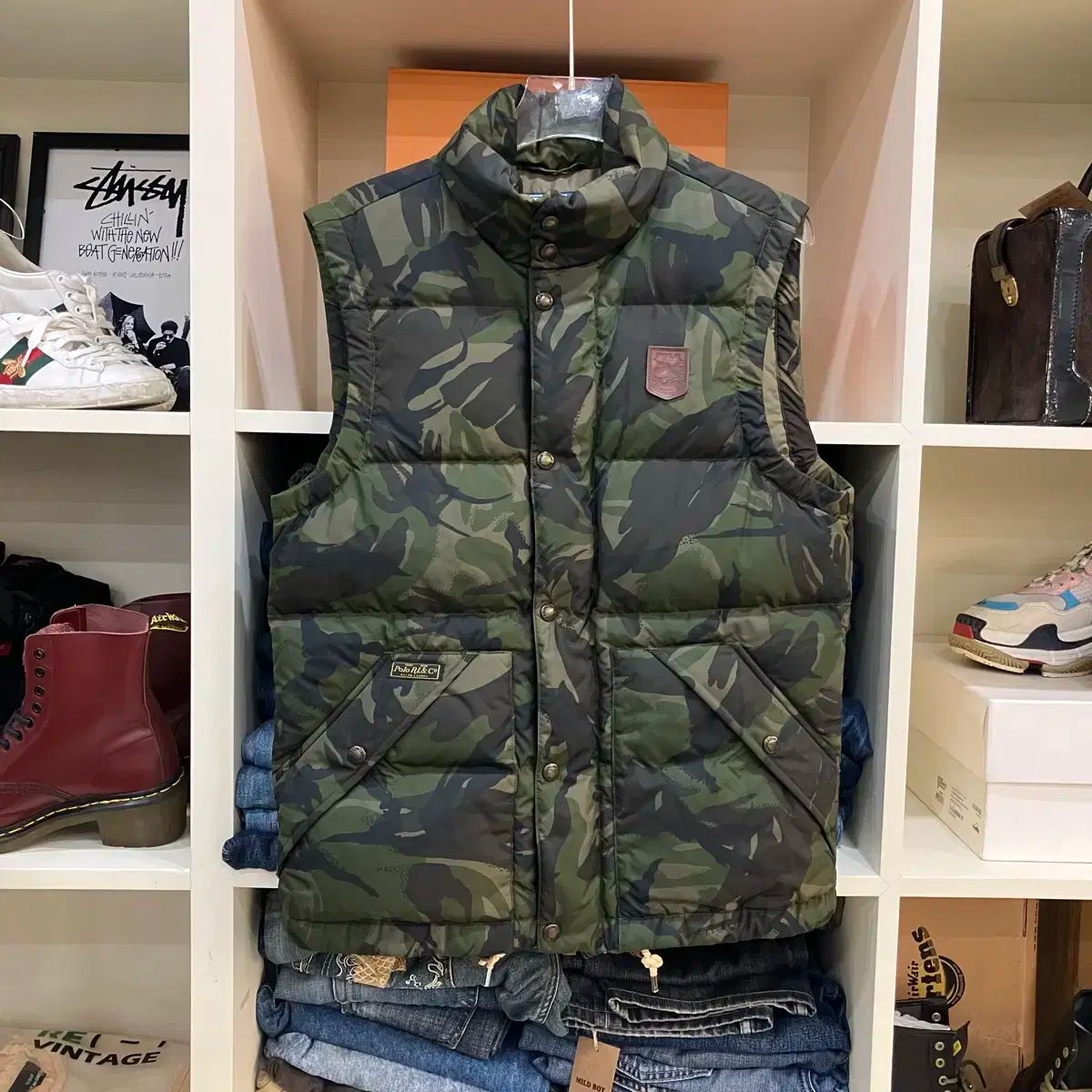 販売 ポロラルフローレン カモフラ ダウン ベスト XS ラルフローレン