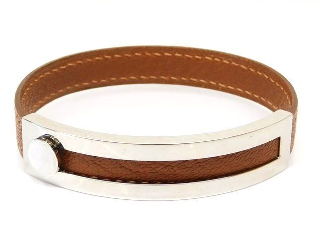 【美品】エルメス プスプス □G刻印 ワインレッド レザー 鏡面仕上済み 470 美品 エルメス □ プスプス □にF刻印 ブレスレット レザー