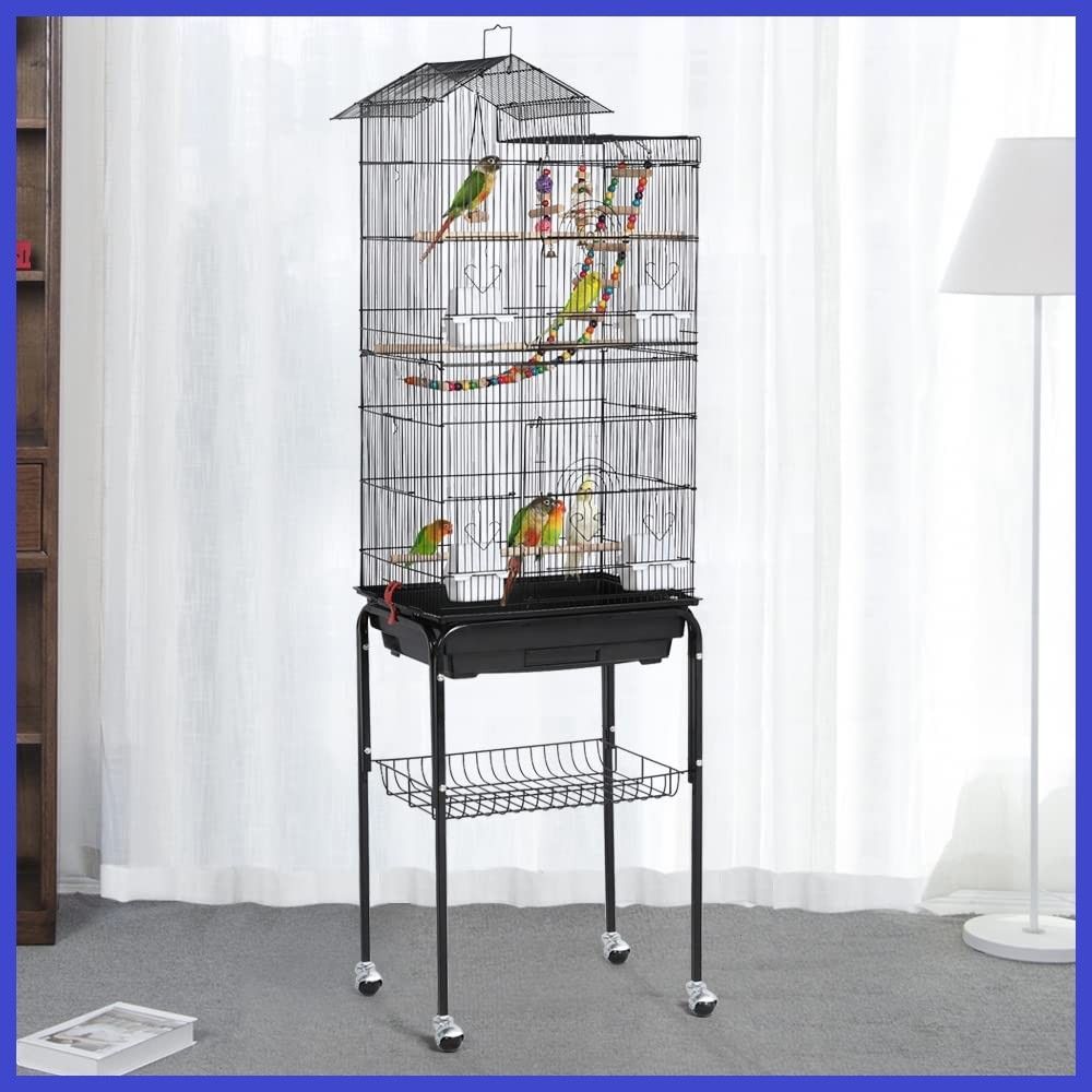 Yaheetech 鳥かご 鳥ケージ スタンド付き 46x35.5x158.5cm 大型 高強度 豪華cage 大きい 鳥小屋 bird cage ブランコ付き フルハウス ペット用品 おもちゃ付き セキセイインコ インコ オウム オカメ コガネメキシコ コザ SKLAD-KIRPICHA_RU