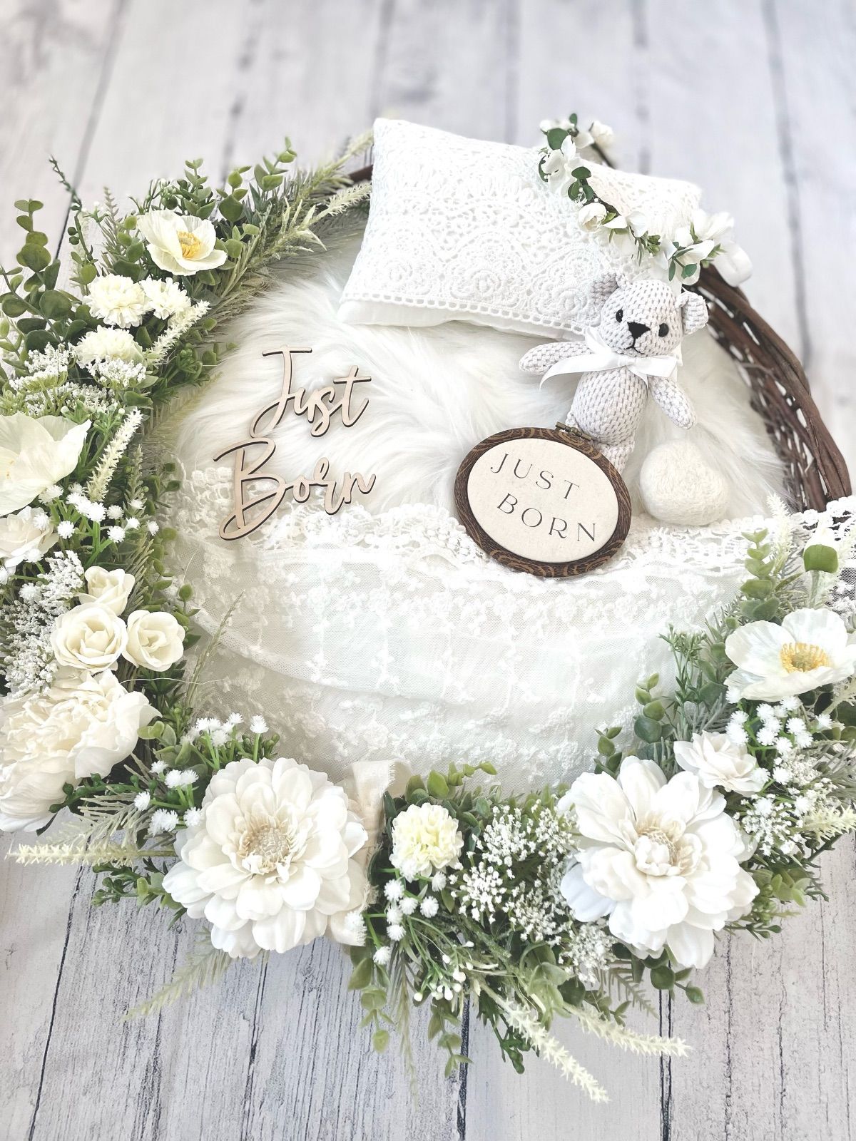 ニューボーンフォトセット ホワイトグリーン