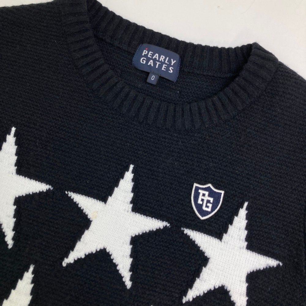 サイズ：0 PEARLY GATES パーリーゲイツ ウール混 クルーネック ニット