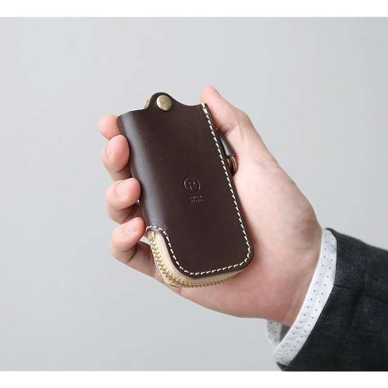 ポルコロッソ キーケース スマートキーケース メンズ レディース 本革 栃木レザー スマートキー キー キーホルダー 革 ファスナー ブランド チョコ ベージュファスナー sokunou