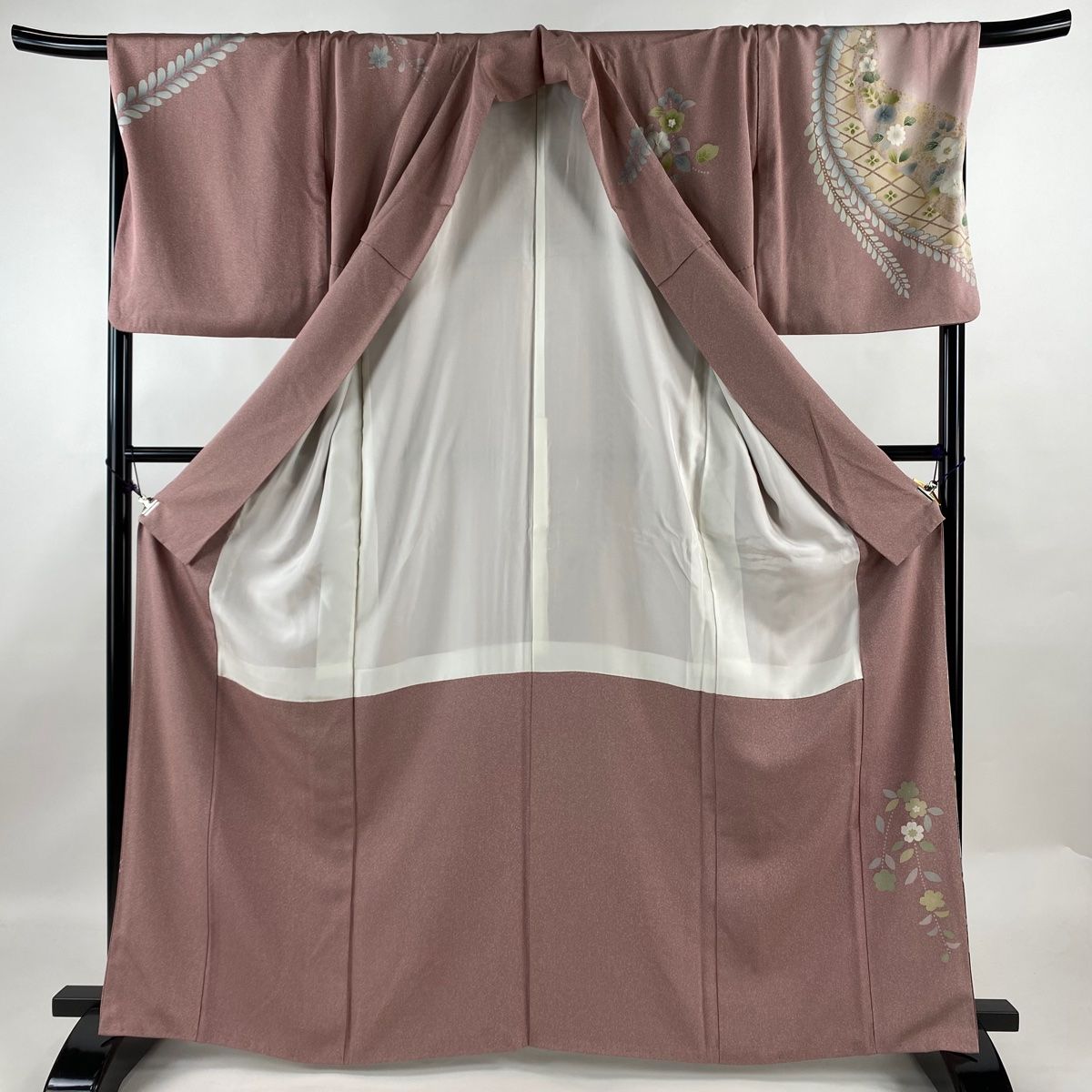 Amazon.co.jp: 振袖フルセット 赤系 成人式 御所車 蝶や桜の花柄