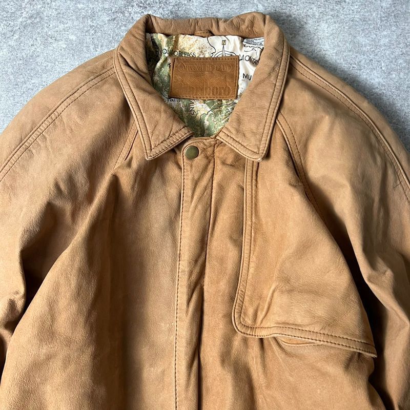 マルボロ　スエードジャケット　Marlboro レザージャケット 90s マルボロ スウェード 羊革 本革 レザー ハンティング ジャケット