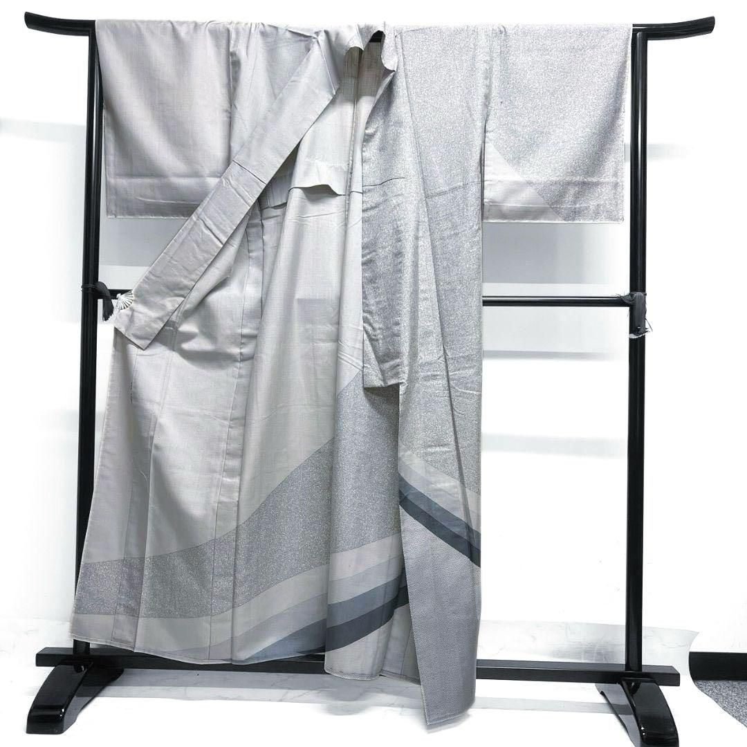 平和屋着物□訪問着 駒刺繍 短冊重ね草花文 金彩 正絹 逸品