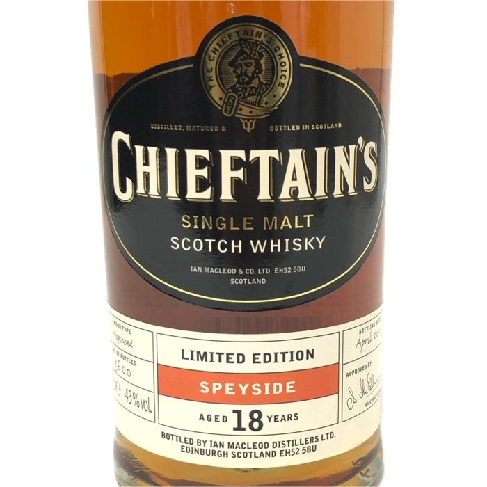 Chieftain's チーフタンズ 未開栓 700ml 43度 SPEYSIDE 18年 シングルモルト スコッチ ウイスキー【中古】【新品同様】 Chieftain's チーフタンズ 未開栓 700ml 43度 SPEYSIDE 18年