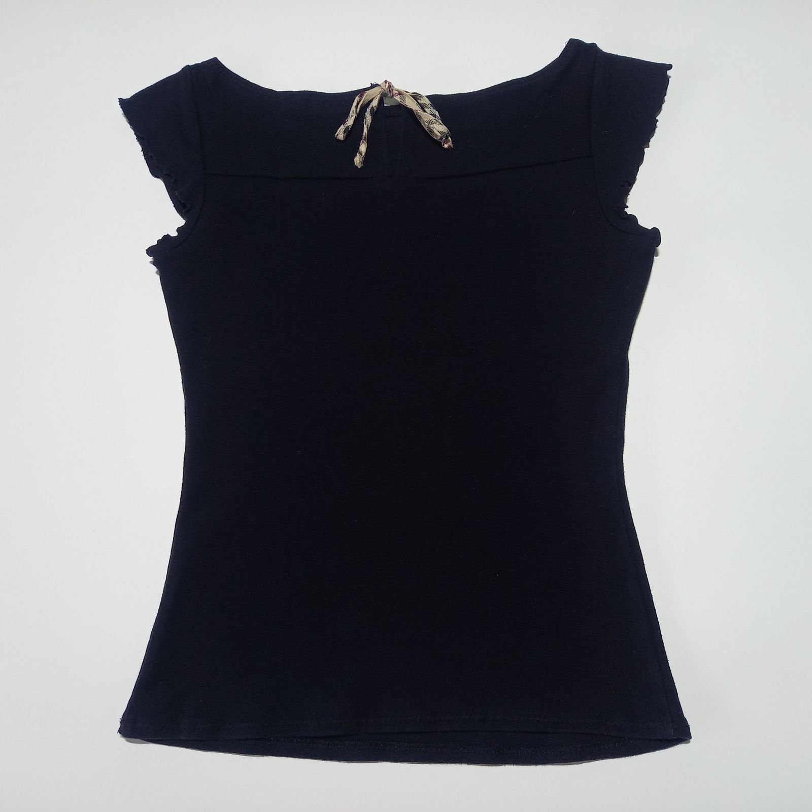 BURBERRY BLUE LABELリボンカットソー黒　38 バーバリー ブルーレーベル バックリボン フリル袖 カットソー
