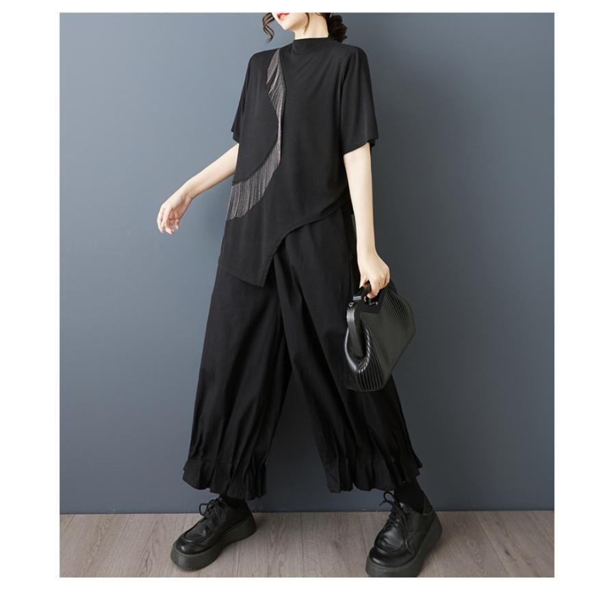 新作商品 新品 2025新作 モード系 半袖Tシャツ モックネック トップス レディースウェア