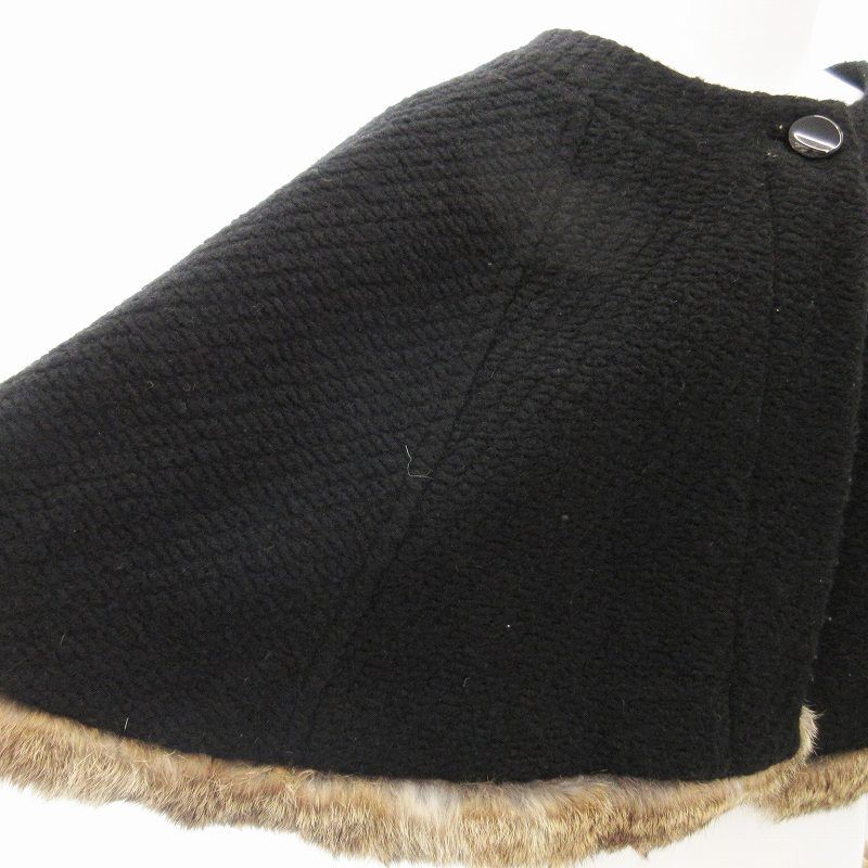 美品✨ランバンコレクション カシミヤ混ラビットファーポンチョ ケープ ca2116-1.jpg