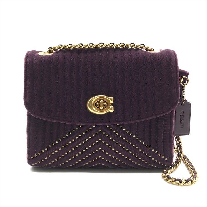 美品 COACH コーチ パーカー18 ベロア チェーン ショルダー バッグ  