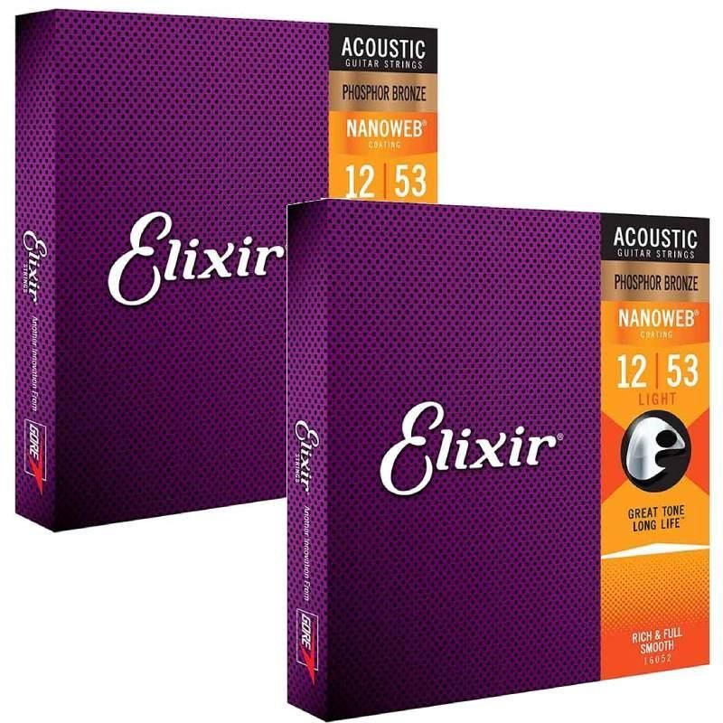 〈2set〉Elixir 16052 ACOUSTIC NANO WEB Phosphor Bronze Light 12-53 アコースティックギター弦〈エリクサー〉