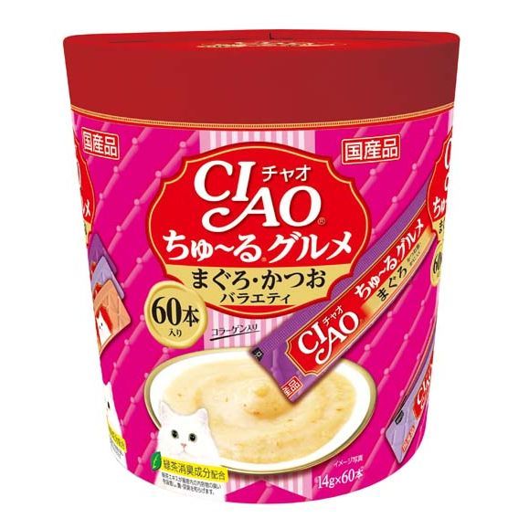 まとめ買い いなばペットフード CIAO ちゅ～るグルメ まぐろ かつおバラエティ 14g×60本 SC-222 猫用 ×3セット