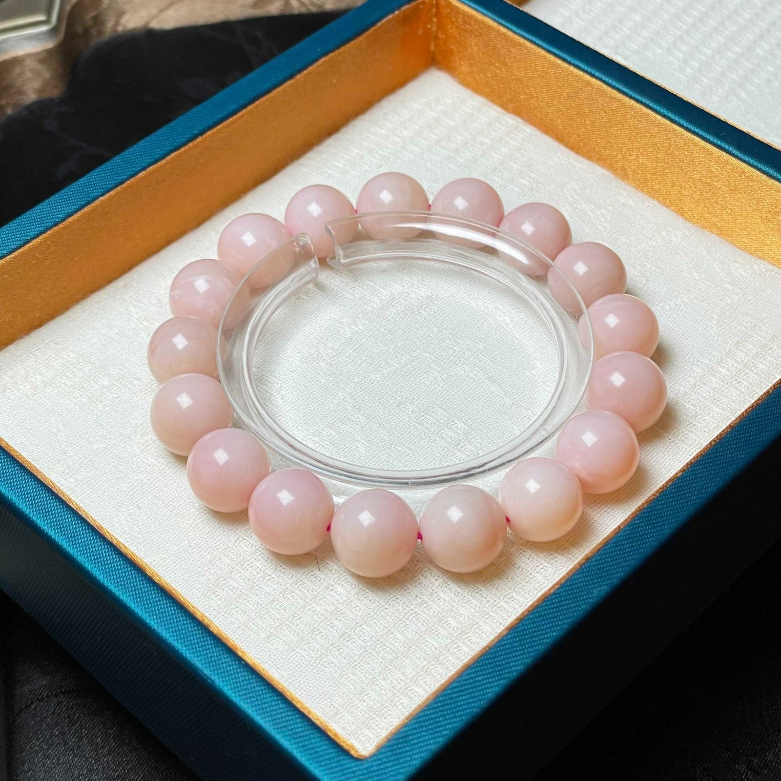 綺麗 EU製ピンクオパールパワーストーン ブレスレット 天然石 原石 綺麗 高級 お守り 幸運 プレゼント1 11.7-12.2mm ZB9481