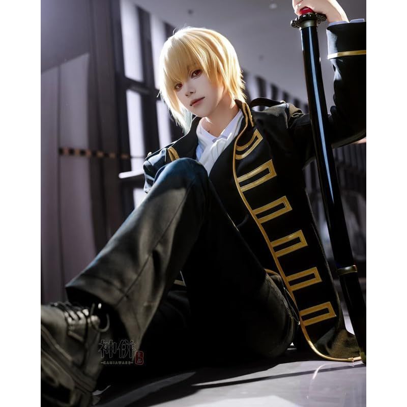 神併良品] 銀魂 沖田総悟 コスプレ衣装 真選組 隊服 ウィッグ