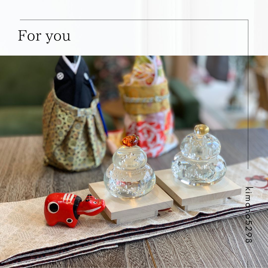 ガラス鏡餅 橙 オレンジ 2種類から選べる ガラス インテリア おしゃれ お正月 おせち