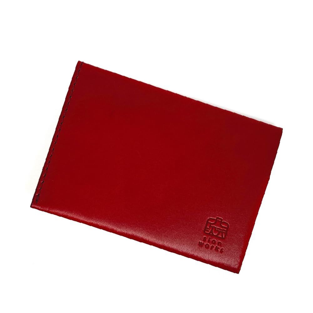 【新着商品】プレゼント 30枚収納可 用 日本製 1秒で取り出せる 本革 ギフト 4mm 薄型 (栃木レザー 名刺入れ 開けない レッド) works][スライドサム] [sion
