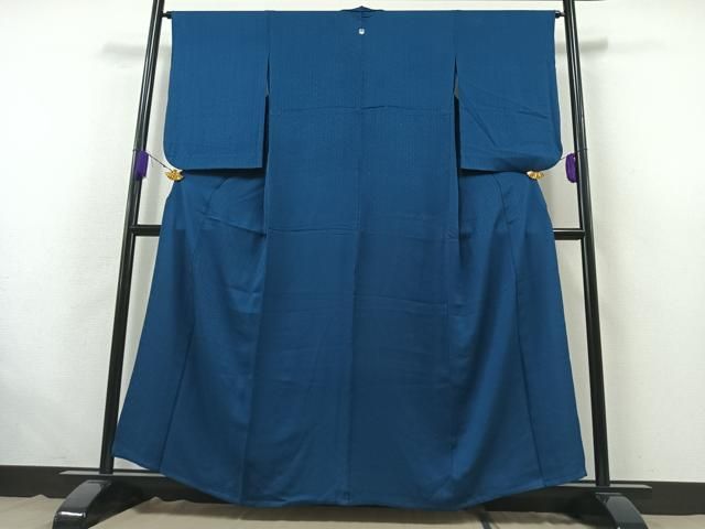 平和屋着物▽上質な色無地 単衣 紗綾形地紋 紺瑠璃色 正絹 AABB5239jh