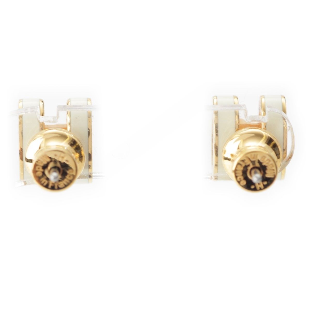 エルメス ミニ ポップアッシュH ピアス ホワイト ゴールド【中古