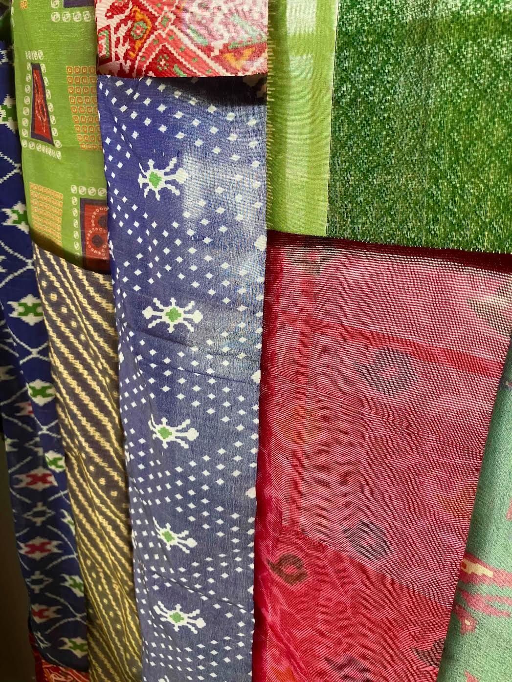 シルク パッチワーク カーテン インドサリー #A12 シングル 情熱