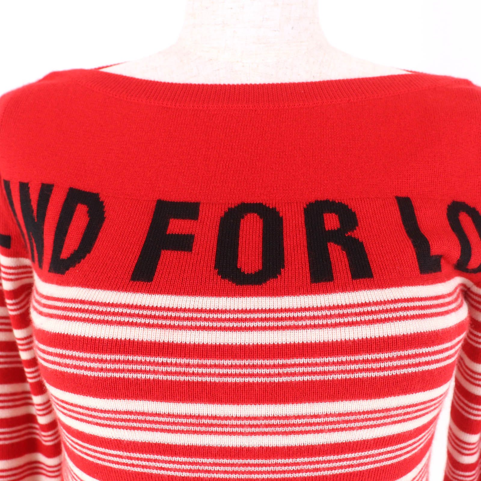 極美品☆GUCCI グッチ 478263 カシミヤ シルク BLIND FOR LOVE ボーダー柄 ボートネック 長袖 ニット レッド系 XS 正規品 レディース 極美品☆GUCCI グッチ 478263 カシミヤ シルク BLIND FOR LOVE