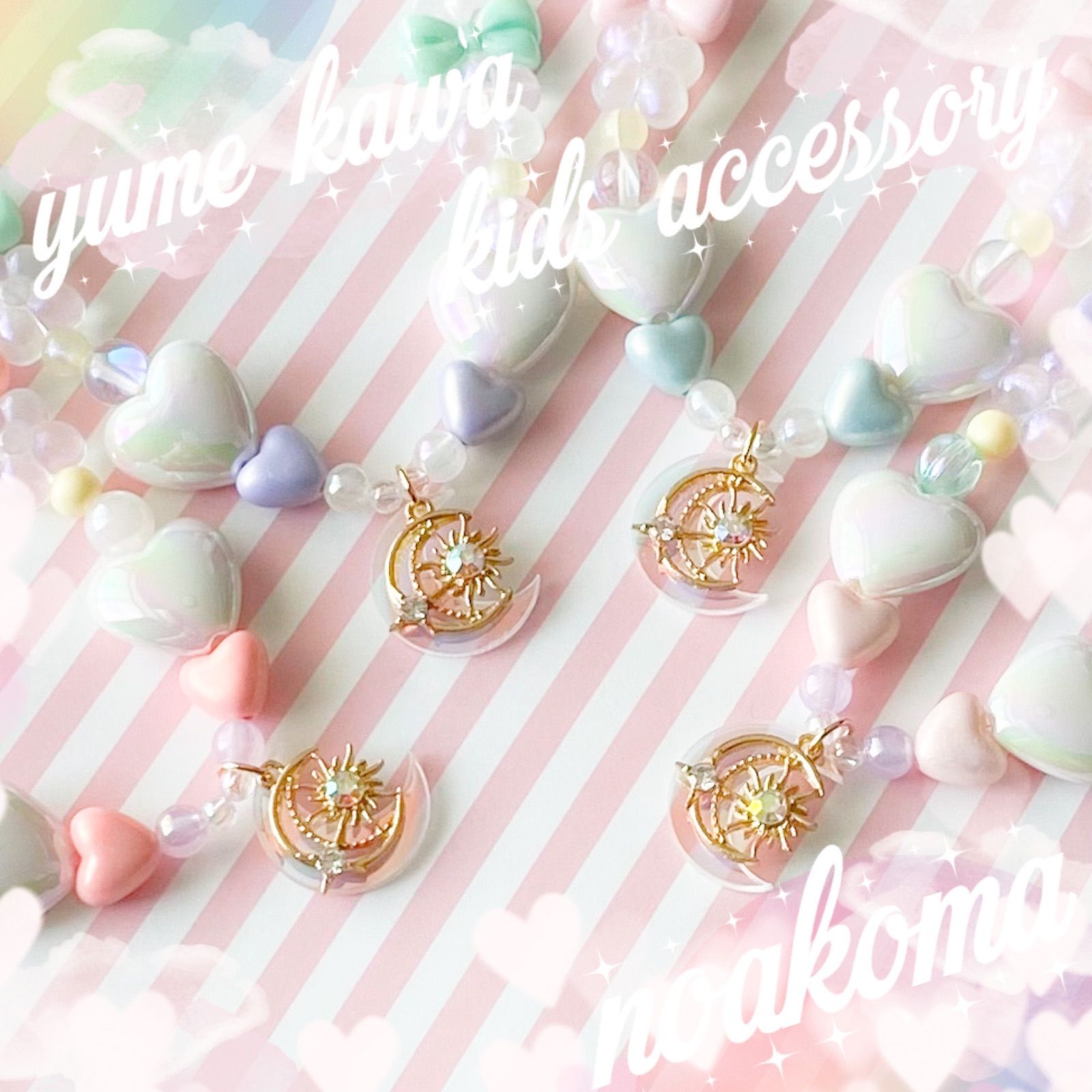 little princess＊yume kawa - mint blue wing キッズイヤリング + キッズ ネックレス セット ＊ キッズアクセサリー プレゼント ハロウィン 女の子 ゆめかわ noakoma