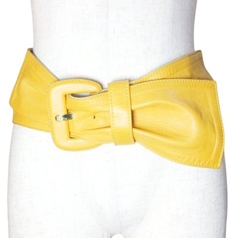 ロエベ LOEWE サッシュベルト レザー 75 黄 イエロー X