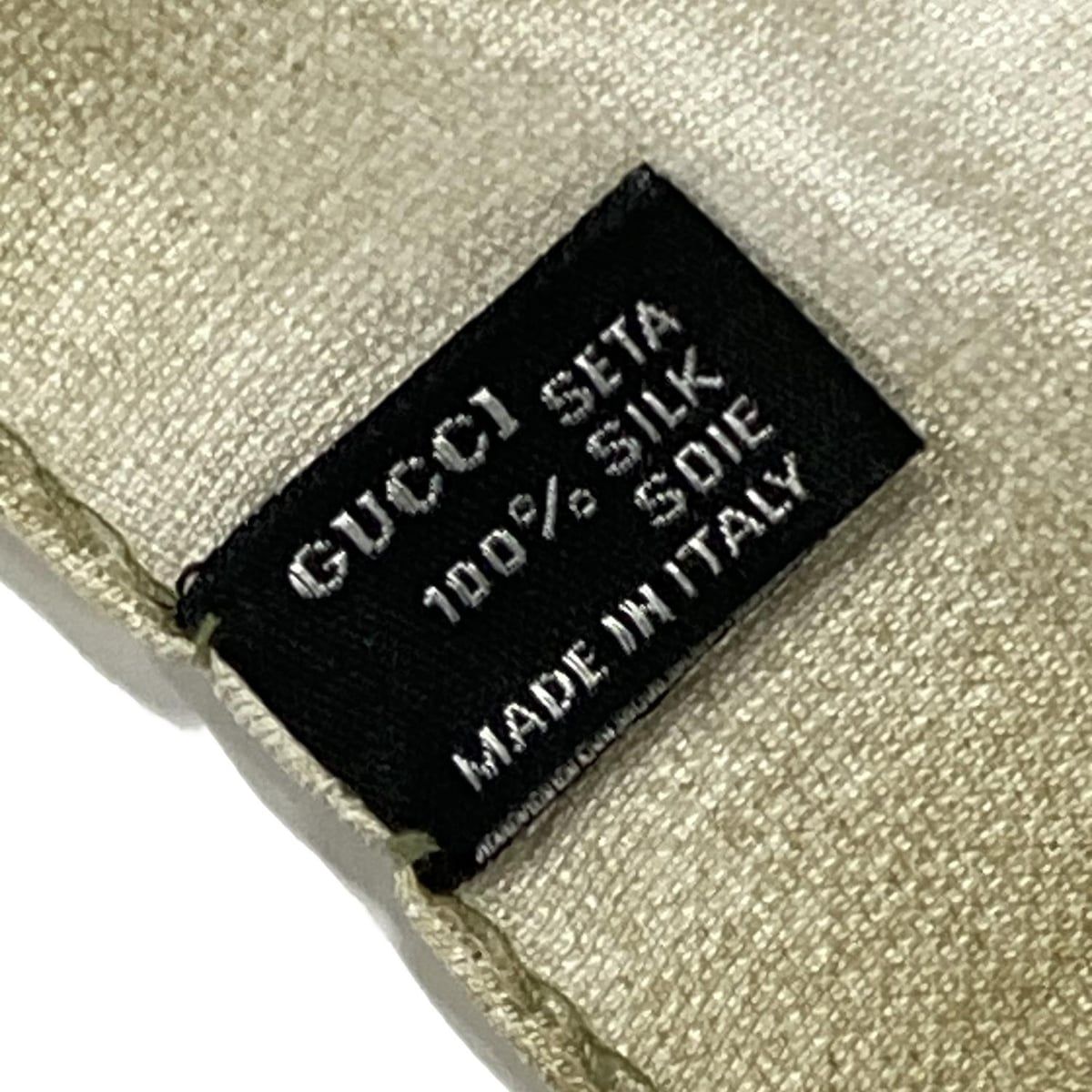 GUCCI(グッチ) スカーフ美品 - カーキ×白 シルク - メルカリ 