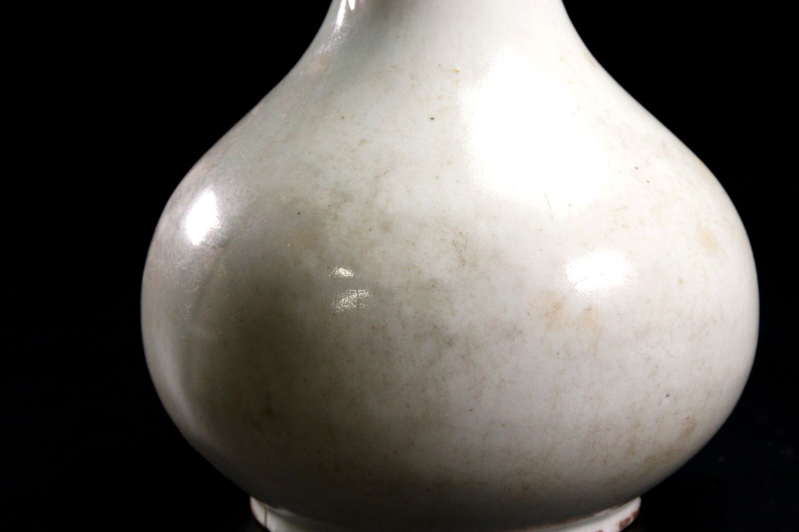 李朝時代 白磁製 鶴首花瓶 25.5cm 朝鮮古陶 骨董 古美術 楾 R369
