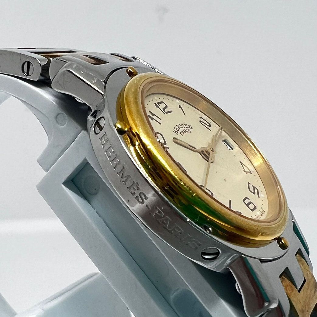 エルメス HERMES クリッパー CL4.220 デイト クオーツ コンビ
