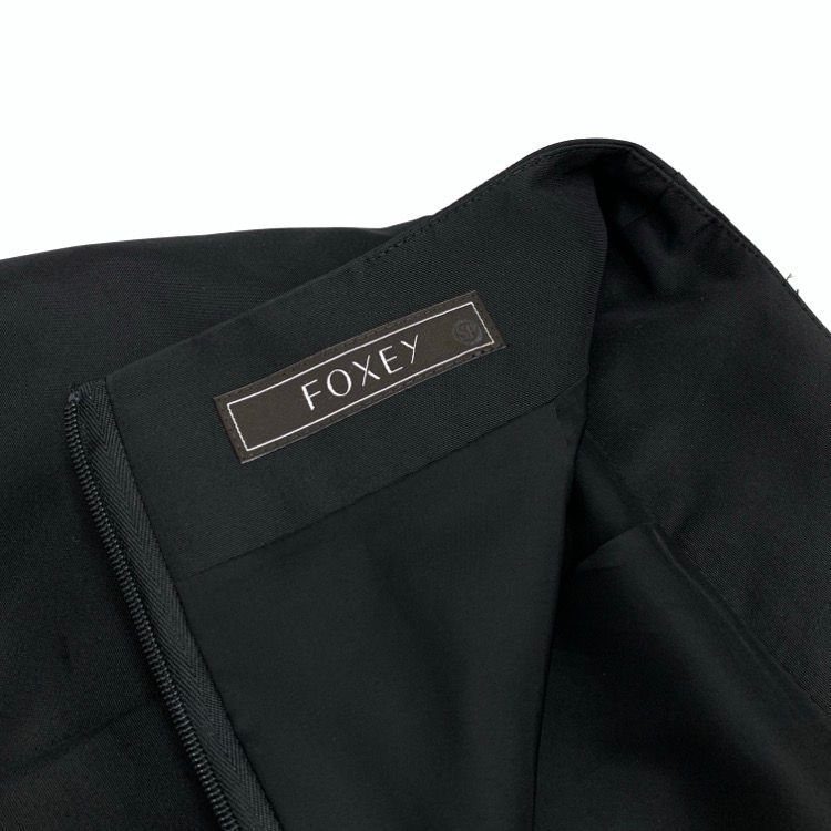 FOXEY フォクシー ロング フレア スカート ブラック 40 ロゴ入り FOXEY フォクシー アイレッフレア スカート ブラック サイズS