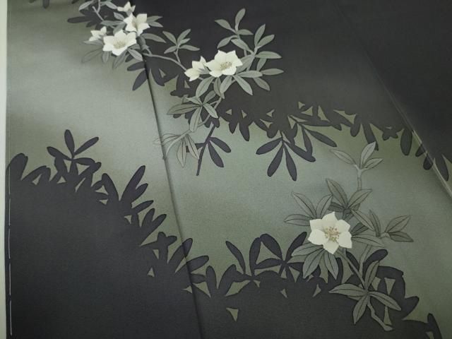 平和屋本店□極上 京都の名門ブランド 銀花仙 訪問着 草花文 濃紫色地