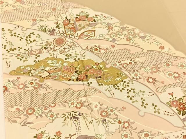 平和屋着物□訪問着 駒刺繍 雪輪青海波花文 金彩 正絹 逸品