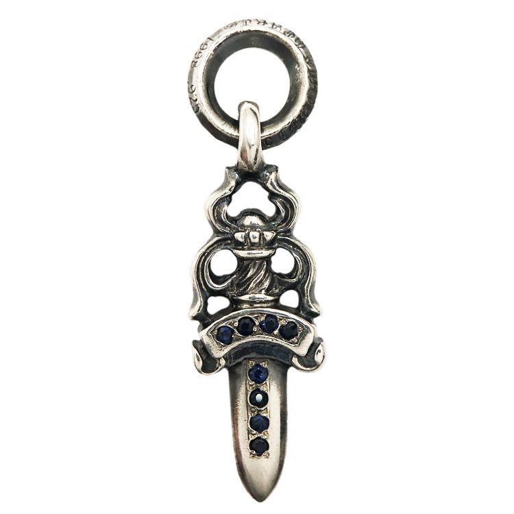 Chromehearts クロムハーツ #5 Dagger Charm ダガー チャーム w/アフターブルーサファイア ペンダント トップ ネックレス