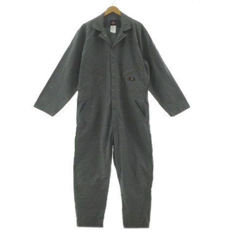 ディッキーズ Dickies カバーオール ツナギ オールインワン ロゴ コットン混 グレー XL