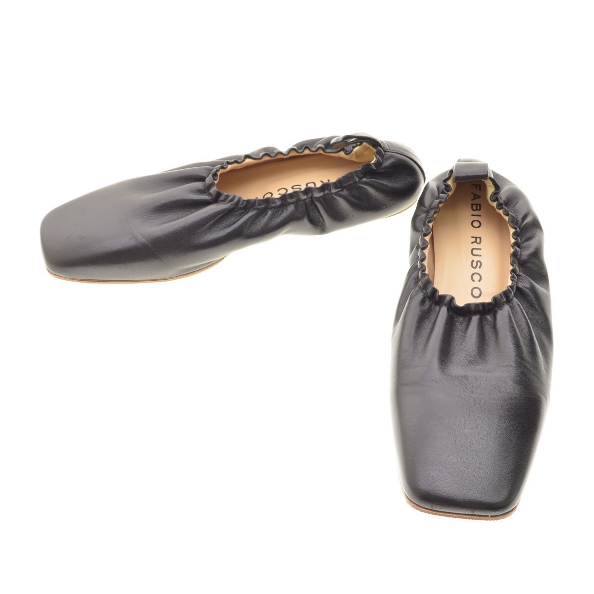 FABIORUSCONI】フラット スクエアトゥ ギャザーパンプスパンプス