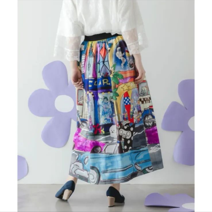 ☆スカラー　152755：四季の柄・ヴィンテージカー 2柄展開スカート 152755：四季の柄・ヴィンテージカー 2柄展開スカートの通販-ScoLar